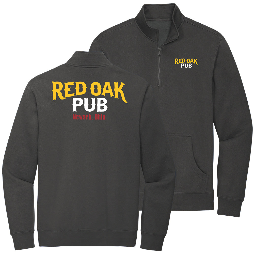 Red Oak Text Fleece Quarter Zip Pullover Sweatshirt
