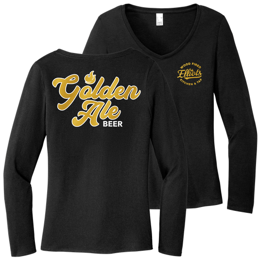 Elliots Wood Fired Kitchen and Tap Golden Ale Women's Perfect Tri Long Sleeve  V-Neck Tee