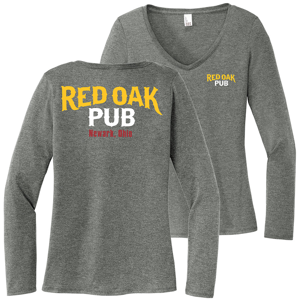 Red Oak Text Women's Perfect Tri Long Sleeve V-Neck Tee