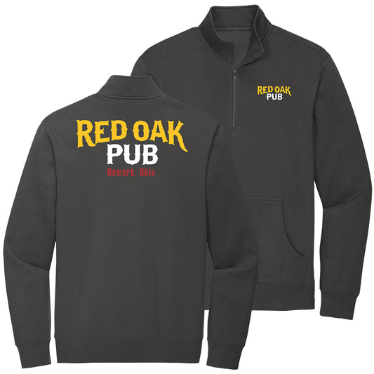 Red Oak Text Fleece Quarter Zip Pullover Sweatshirt